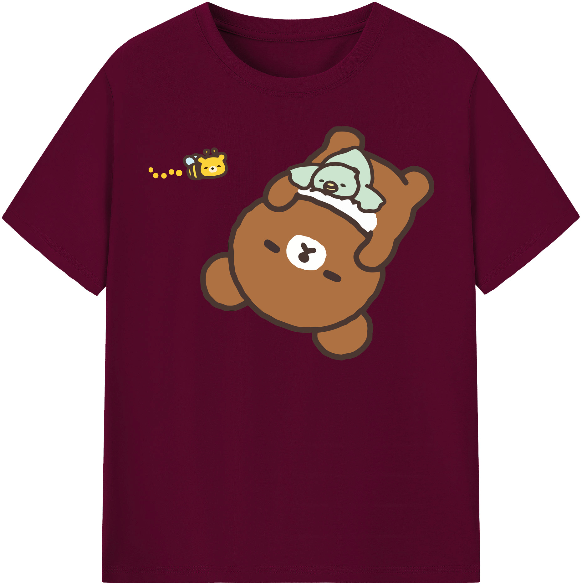 （画像用） リラックマ リラックマ キイロイトリ Rilakkuma Korilakkuma Kiiroitori レディースカジュアルプリントTシャツ（綿100％）